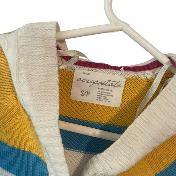 VTG Y2K Aeropostale Striped Cardigan Sweater Hooded Small Bella Swan Grunge - Picture 6 of 6